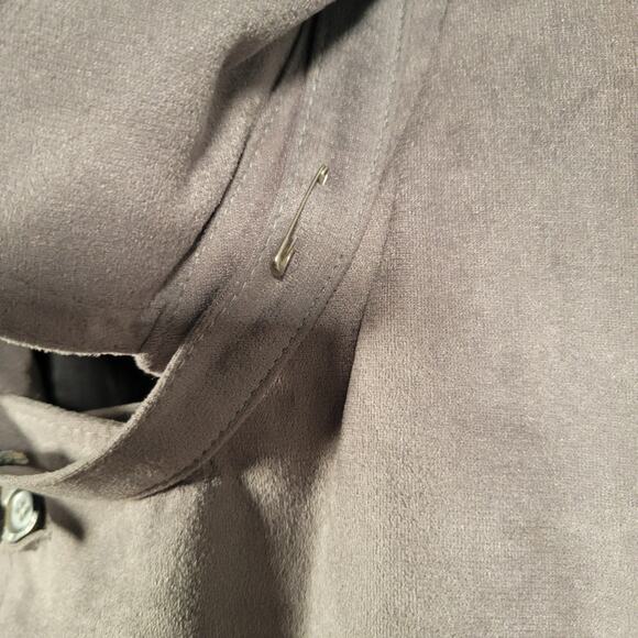 Vintage 80s Stratojac StratoSuede Overcoat Mens 46 XL Faux Suede Gray Trench USA - Picture 10 of 15